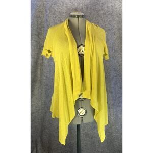 Anthropologie Urban Outfitters Yellow Linen Blend Long Peplum Open Cardigan XS/S